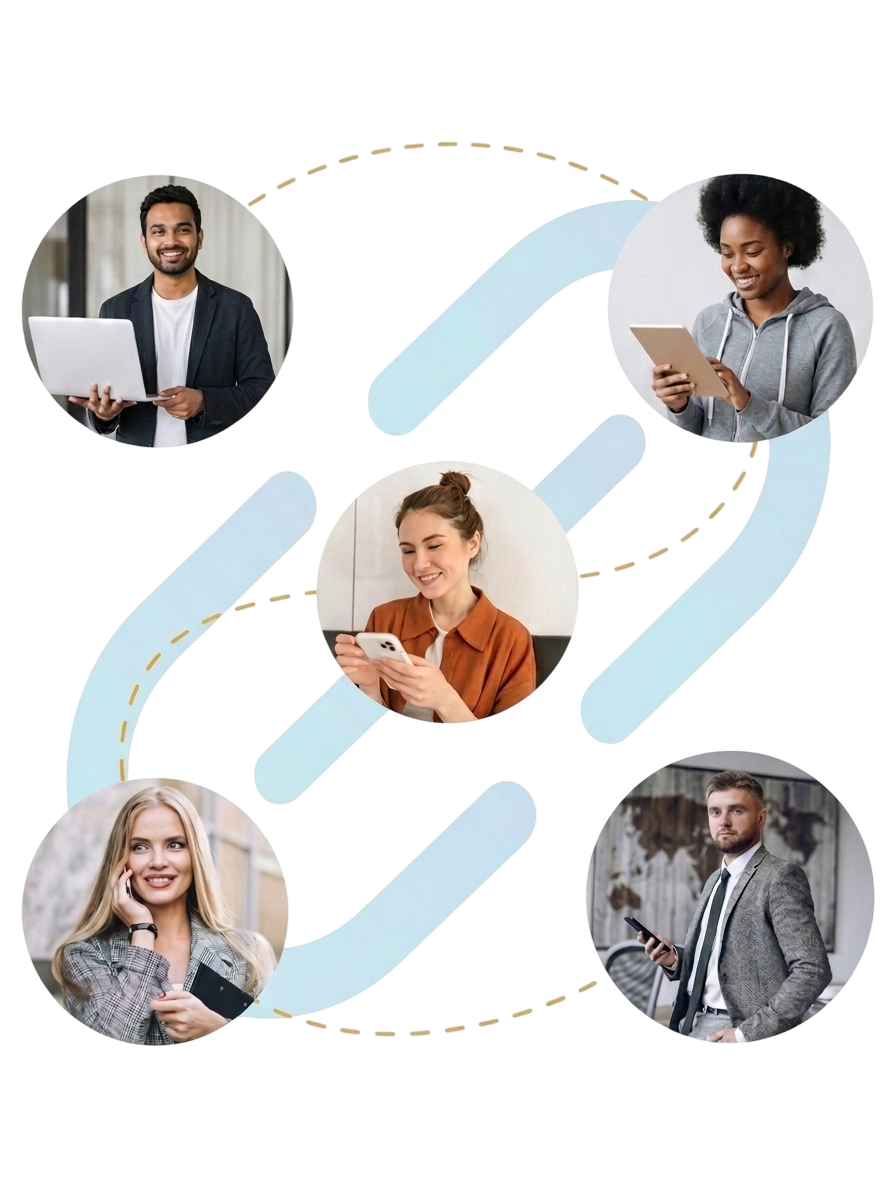 Connected people collaborating online