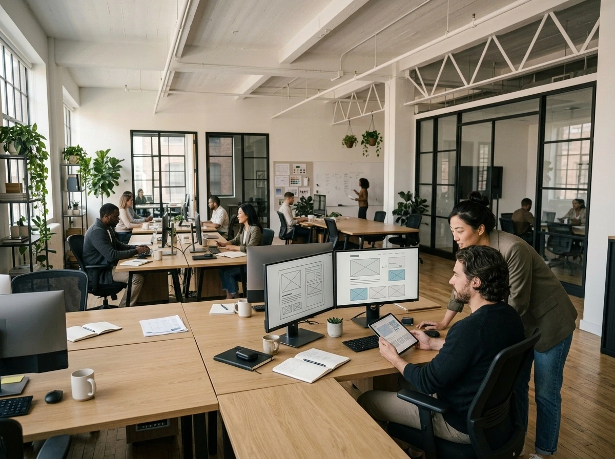 Web development team at work